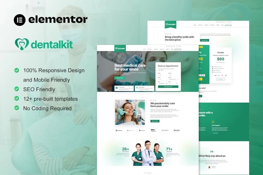 Dentalkit - Template Kit Elementor para dentistas y servicios médicos