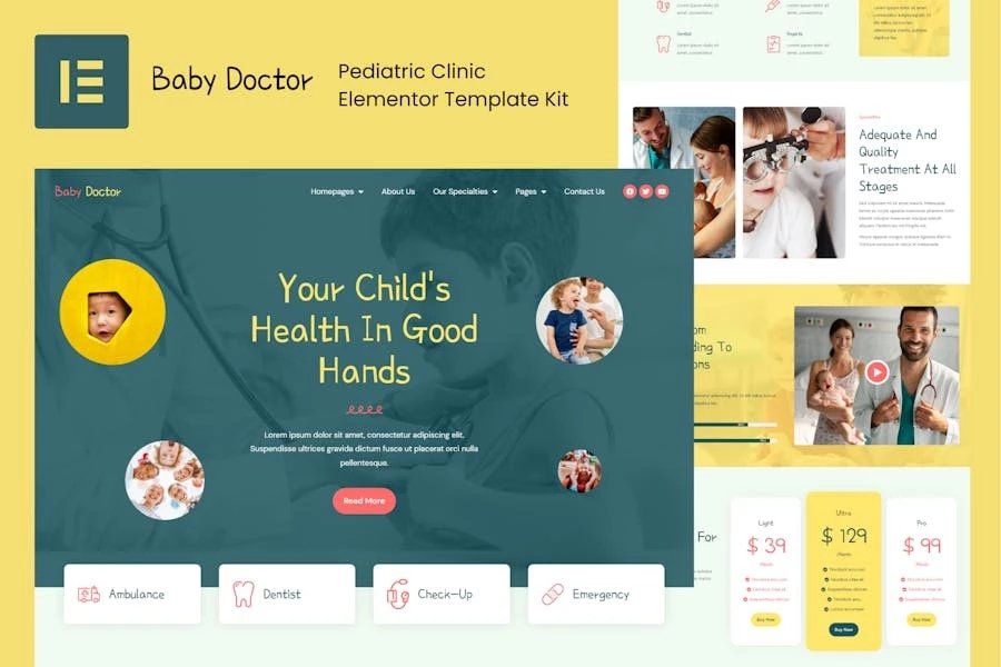 Baby Doctor - Template Kit Elementor para clínica pediátrica