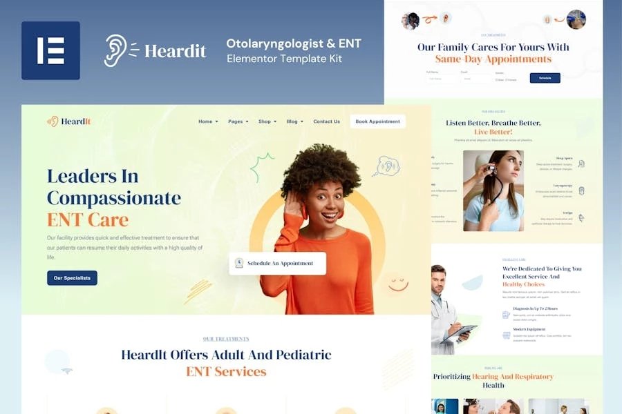 HeardIt - Kit de plantillas Elementor Pro para otorrinolaringólogos y otorrinolaringólogos