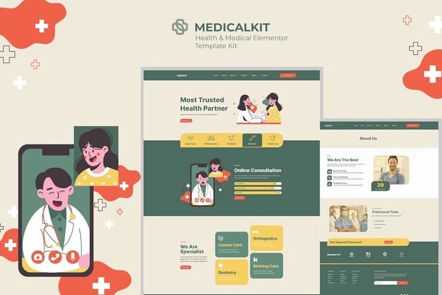 Medicalkit - Kit de plantillas Elementor de salud y atención clínica