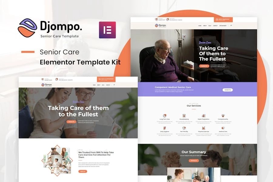 Kit Djompo - Template Kit Elementor para cuidado de personas mayores