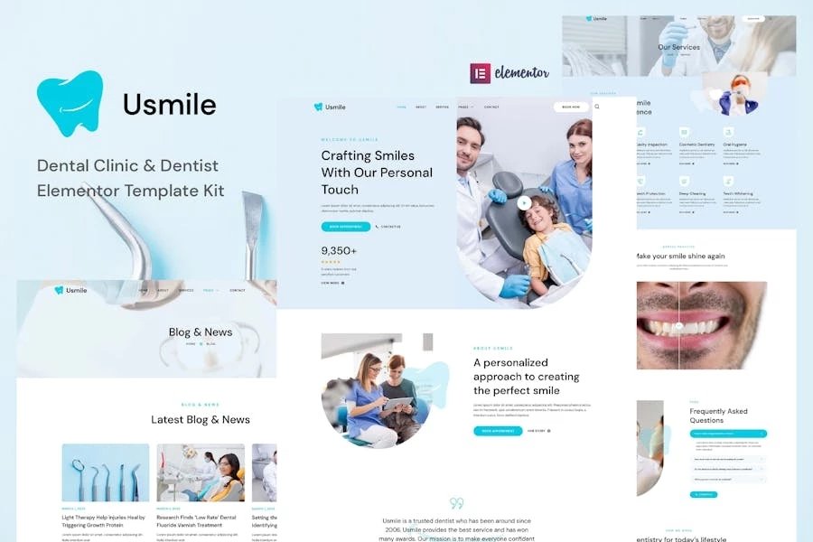 Usmile - Template Kit Elementor para clínicas dentales y dentistas