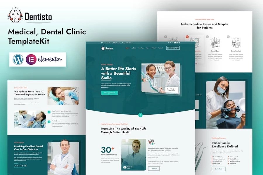 Dentisto Template Kit de Elementor médico y dentista