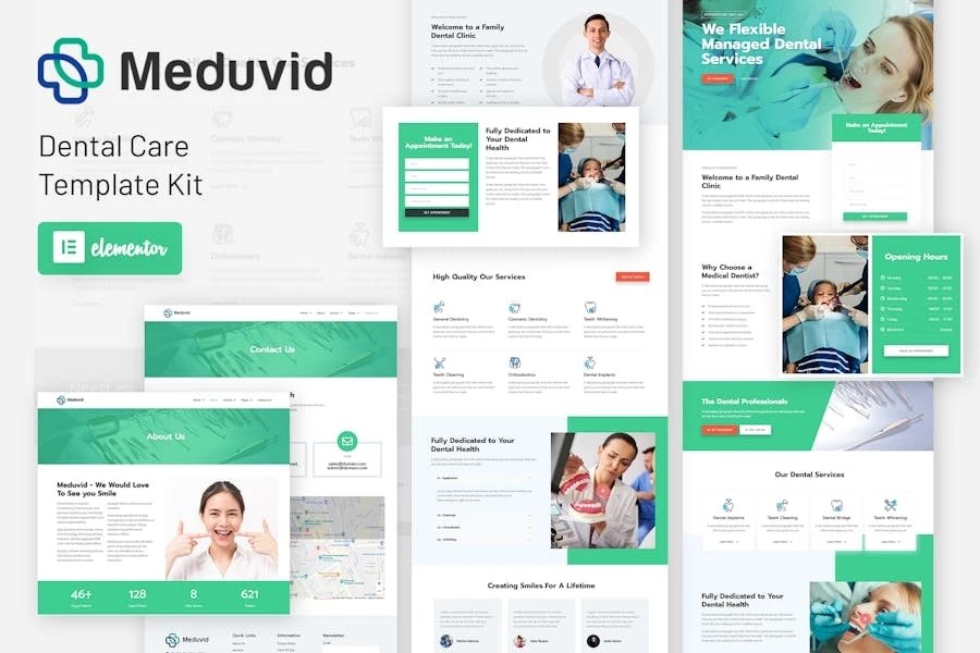 Meduvid - Template Kit Elementor para clínica médica y dental