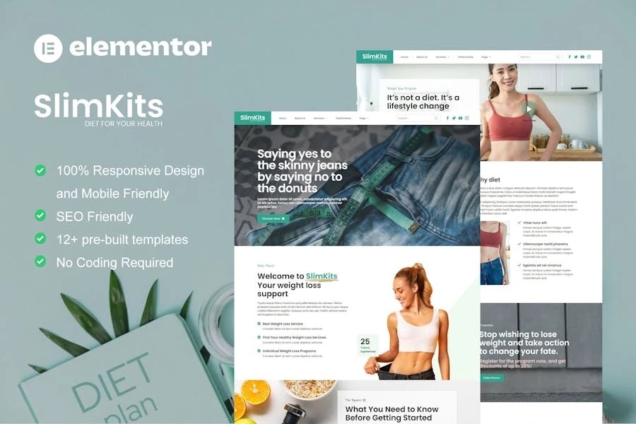 Slimkits - Template Kit Elementor del programa de pérdida de peso y dieta