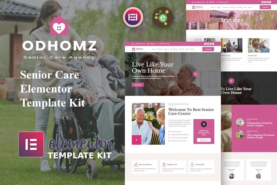 Odhomz - Template Kit para Senior Care Elementor