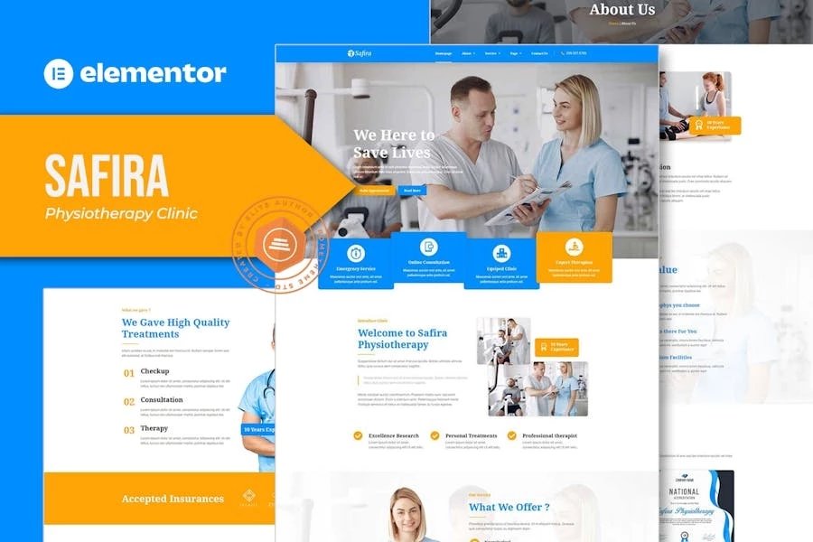 Safira - Template Kit Elementor de Fisioterapia