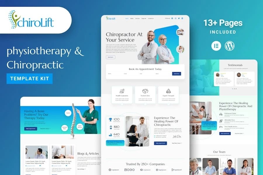 Chirolift - Kit de plantillas Elementor de fisioterapia y quiropráctica