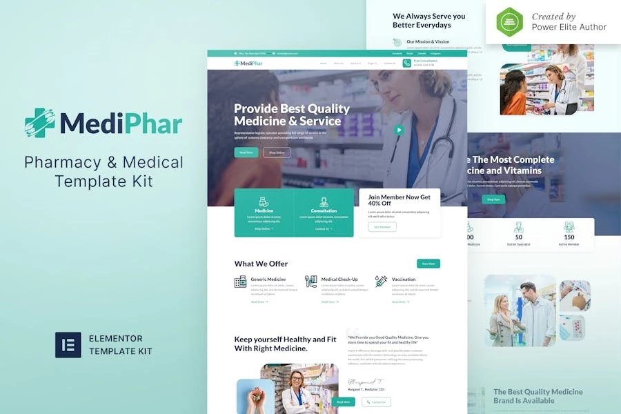 Mediphar - Template Kit de Elementor de farmacia y medicina