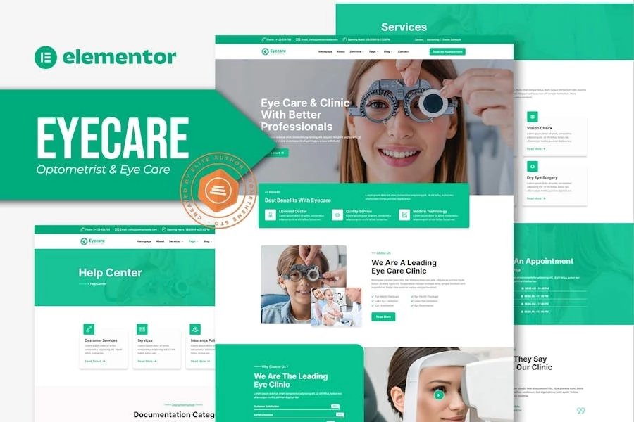 Eyecare - Template Kit Elementor para optometristas y cuidado de los ojos