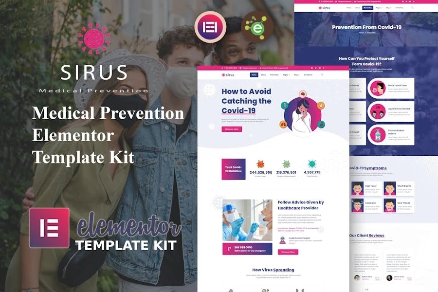 Sirus - Template Kit Elementor para prevención médica