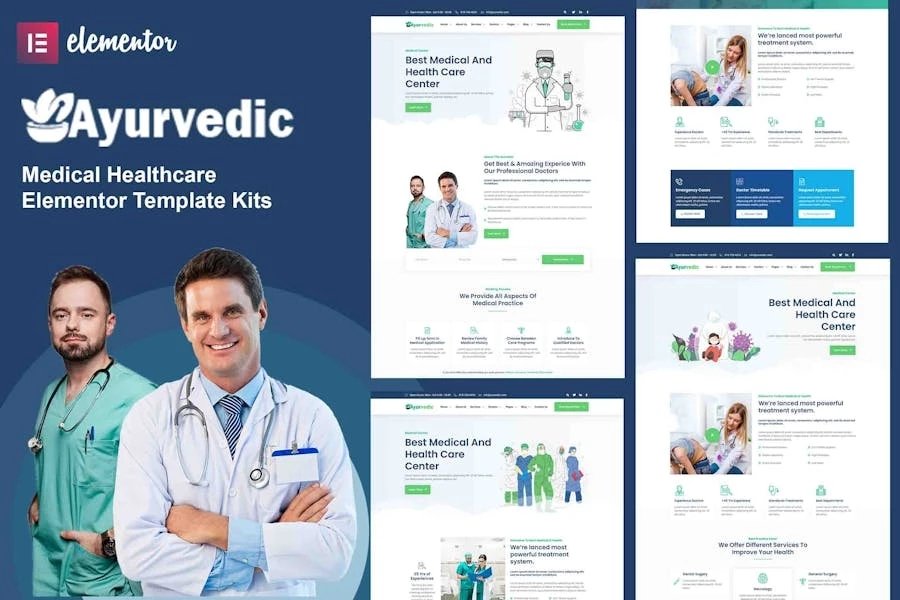 Ayurvédico kits de plantillas de Elementor para atención médica