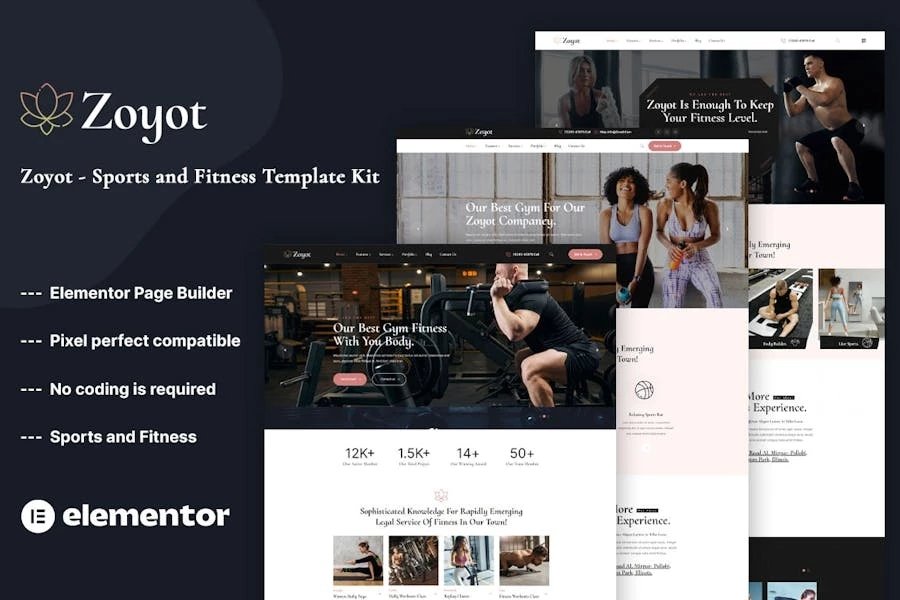 Zoyot - Template Kit Elementor para deportes y fitness