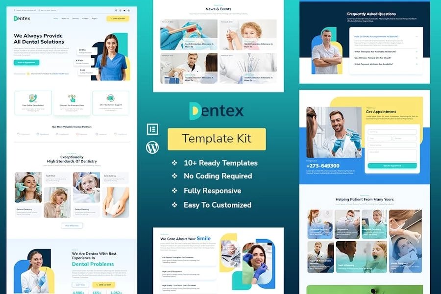 DENTEX - Template Kit Elementor para dentistas y cuidados dentales