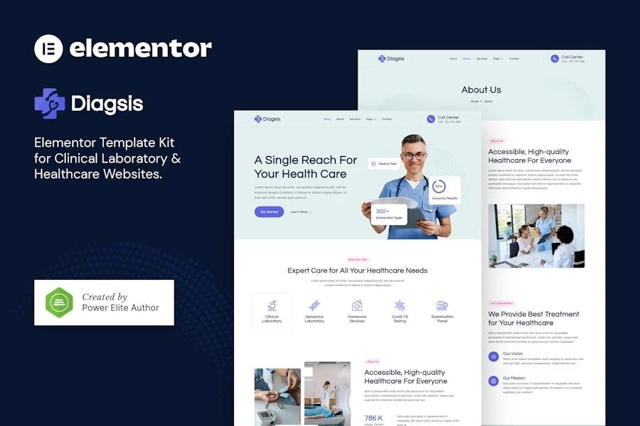 Diagsis Template Kit Elementor para laboratorios clínicos y servicios de salud