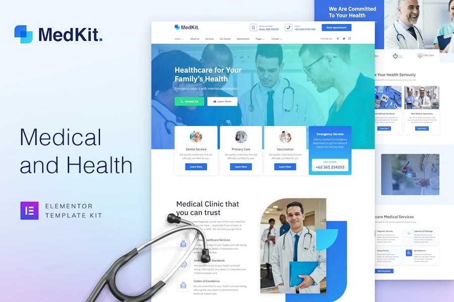 MedKit - Template Kit Elementor de salud y medicina