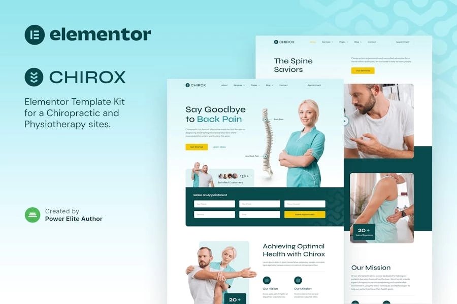 Chirox Template Kit Elementor para quiropráctica y fisioterapia