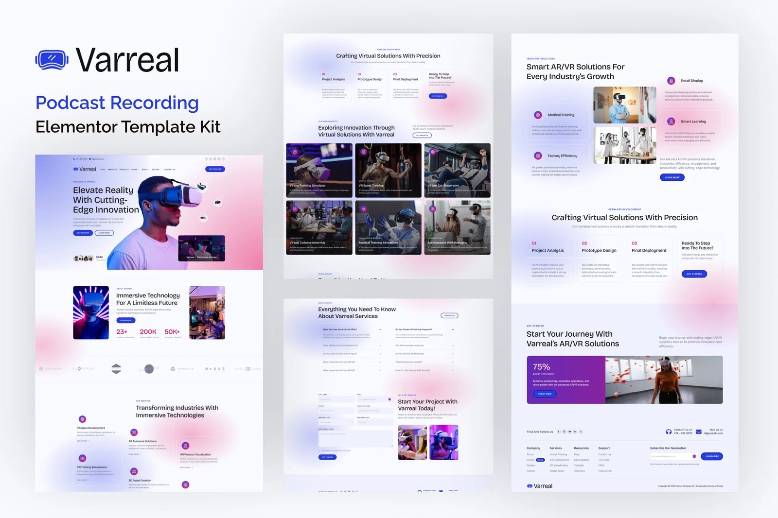 Varreal - Kit de plantillas Elementor de ingeniería de realidad virtual y aumentada