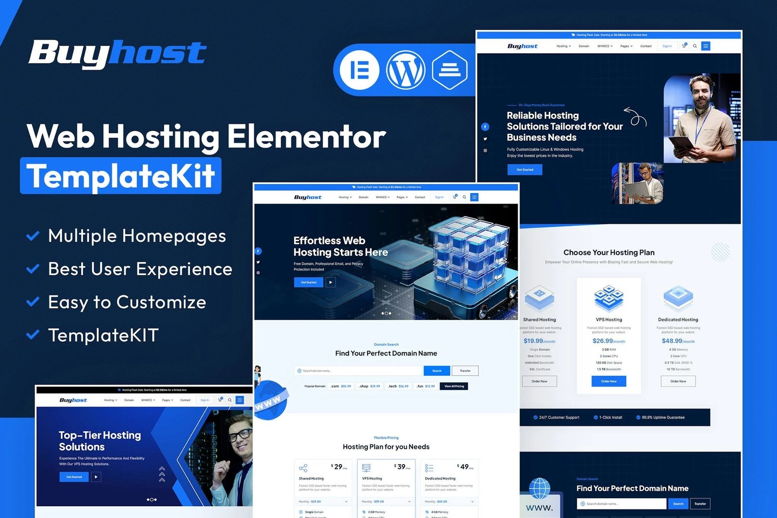 Buyhost - Kit de plantillas Elementor para alojamiento web