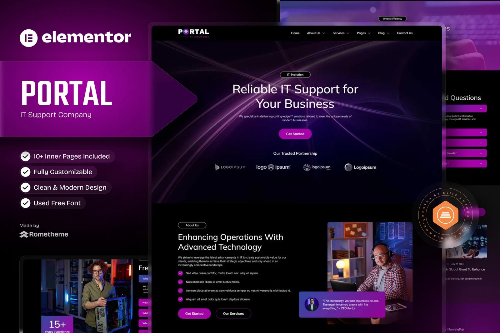 Portal - Kit de plantillas Elementor para empresas de TI