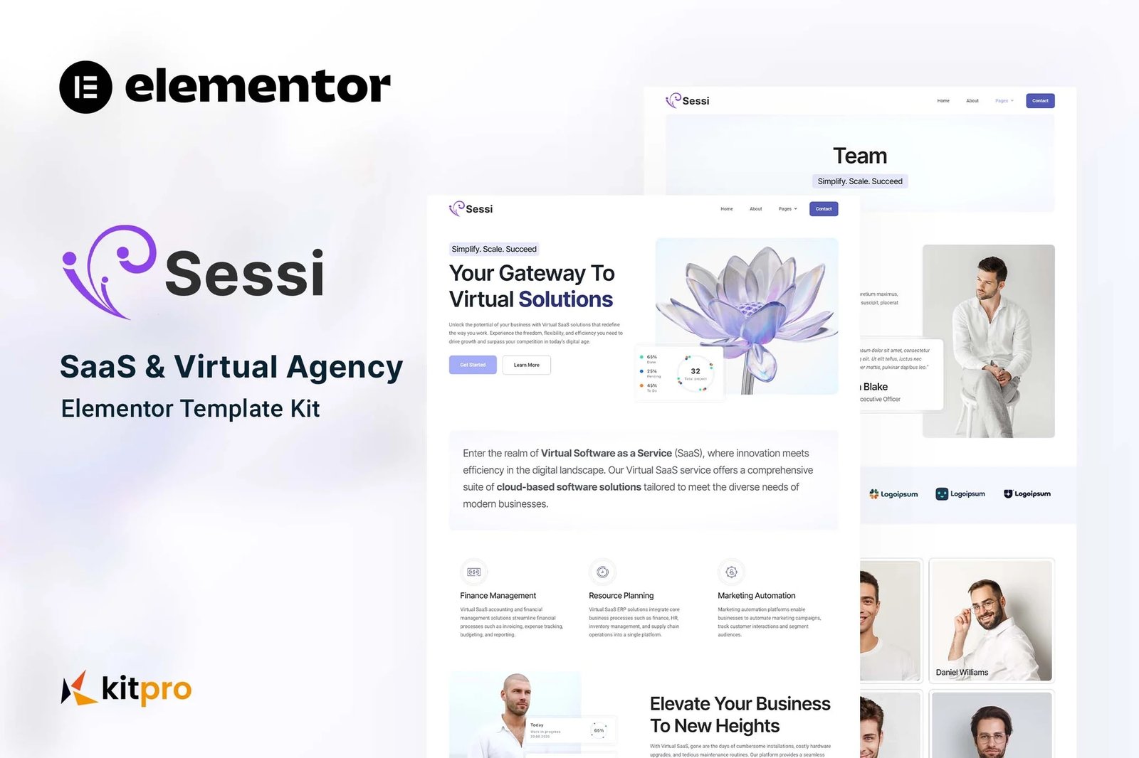 Sessi - Kit de plantillas Elementor para Saas y Agencia Virtual