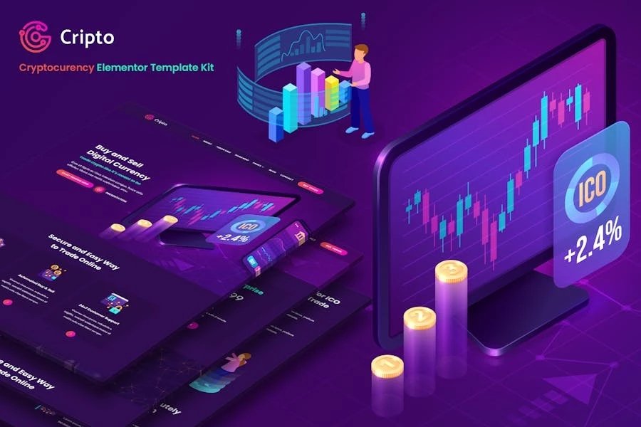 Cripto - Template Kit para criptomonedas y Bitcoin Elementor