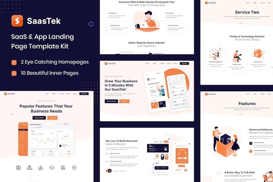 SaaStek - Template Kit Elementor de SaaS y tecnología