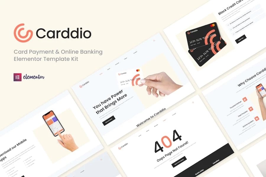 Carddio - Kit de plantillas Elementor para pagos con tarjeta y banca en línea