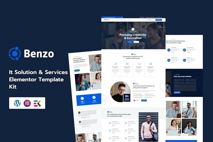 Benzo - Kit de plantillas Elementor para soluciones y servicios de TI