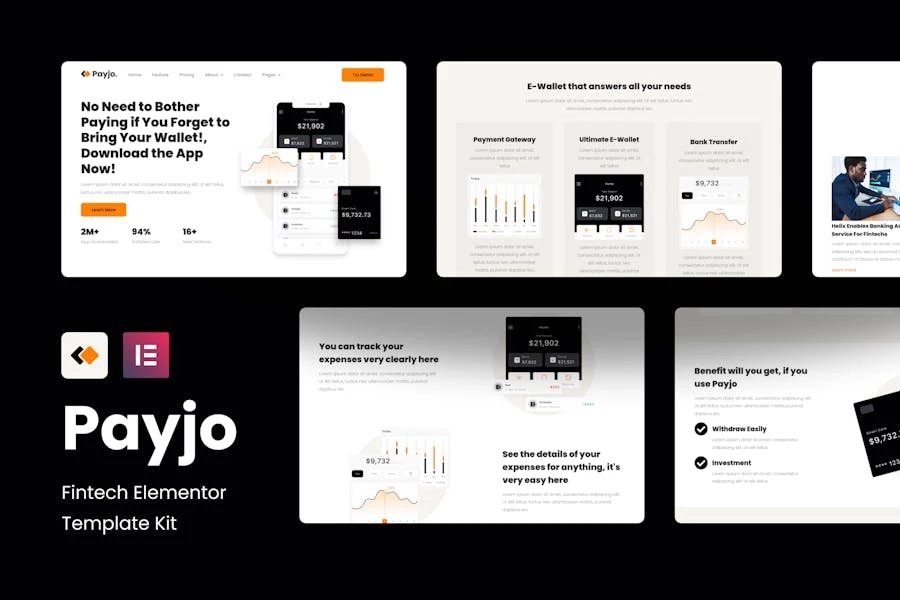 Payjo - Template Kit Fintech Elementor