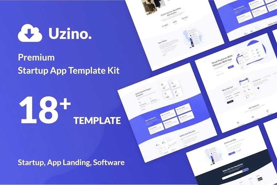 Uzino Template Kit Elementor para Aplicación emergentes