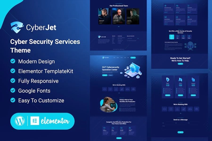 CyberJet - Template Kit de Elementor de seguridad web
