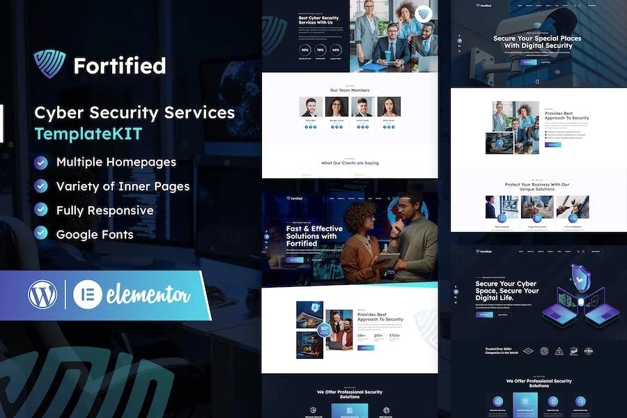 Fortified - Kit de plantillas Elementor para servicios de ciberseguridad