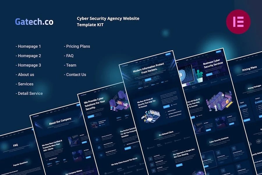 Gatech Kit de plantillas Elementor de ciberseguridad y gestión de TI