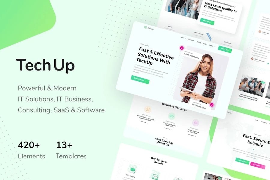 TechUp - Template Kit de Elementor de soluciones y servicios de TI de tecnología