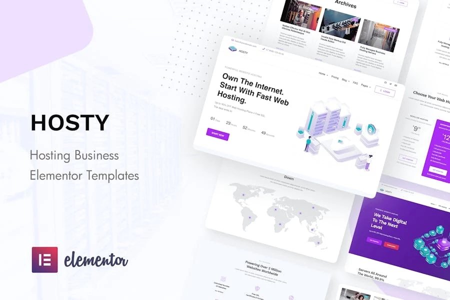 Hosty - Template Kit de Elementor de servicios de alojamiento