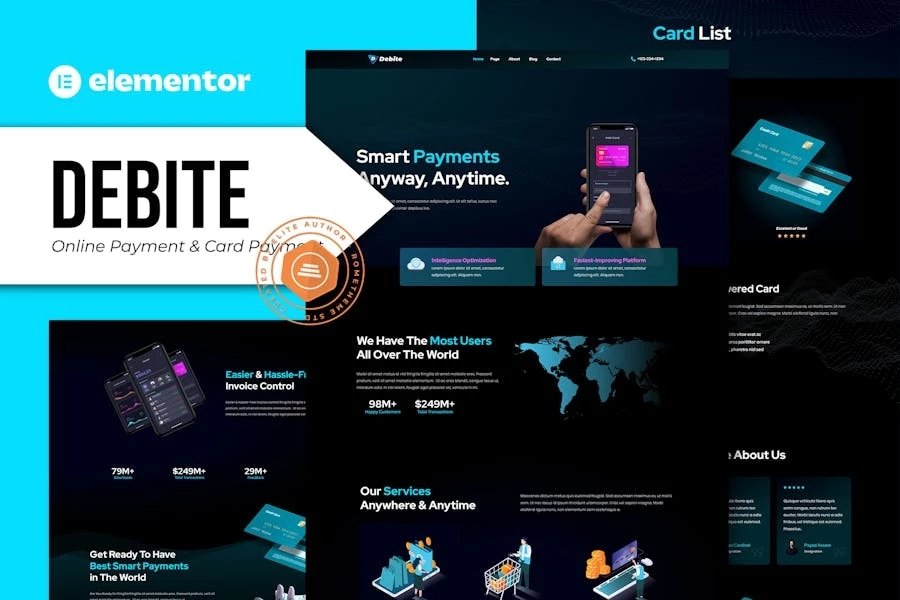 Débito - Template Kit de Elementor de pago con tarjeta y pago en línea