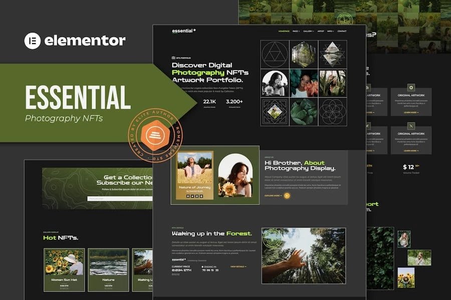 Esencial - Template Kit de Elementor para Porfolio NFT