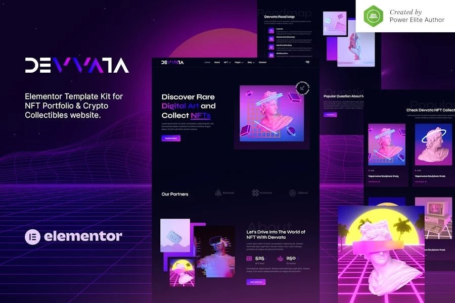 Devvata - Template Kit de Elementor de Porfolio NFT