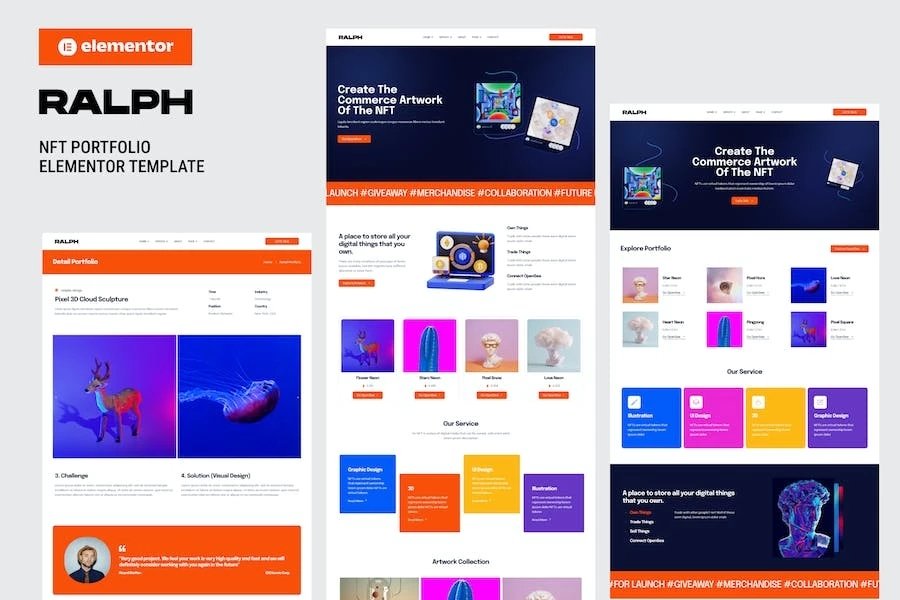 Ralph - Template Kit de Elementor de Porfolio NFT