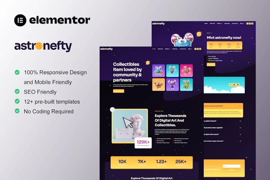 Astronefty - Template Kit de NFT Porfolio Elementor