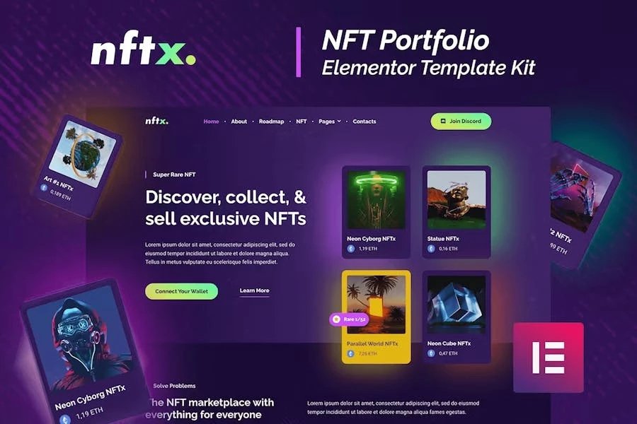 NFTX - Template Kit NFT Porfolio Elementor