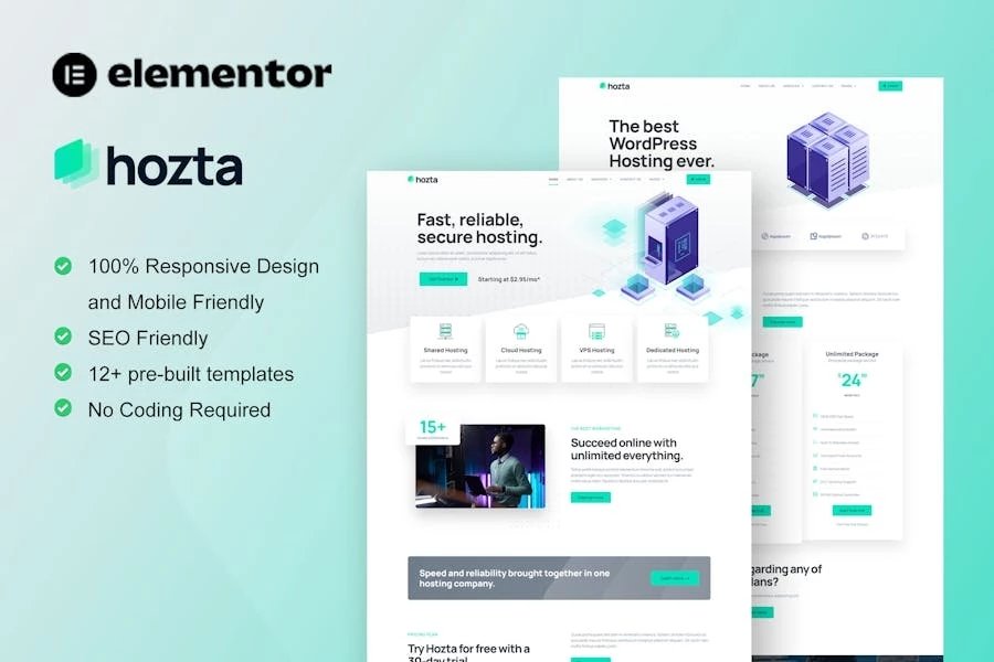 Hozta - Template Kit Elementor del servicio de alojamiento web