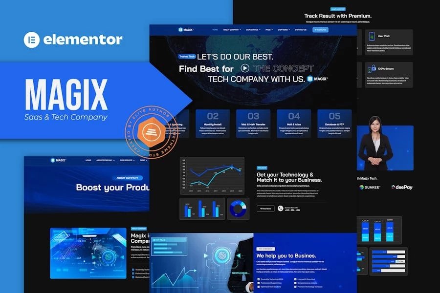 Magix - Template Kit Elementor de Saas Tech Company