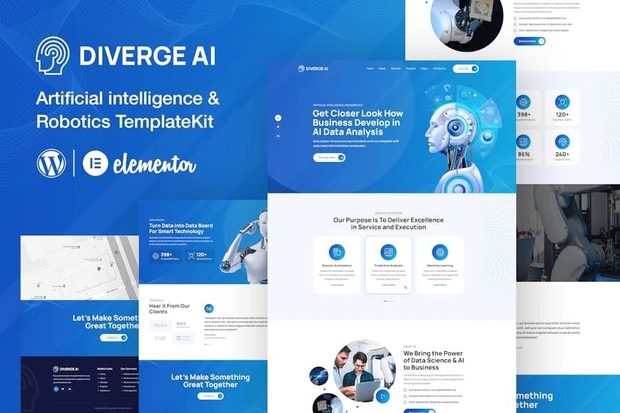 Diverge AI Template Kit Elementor de robótica