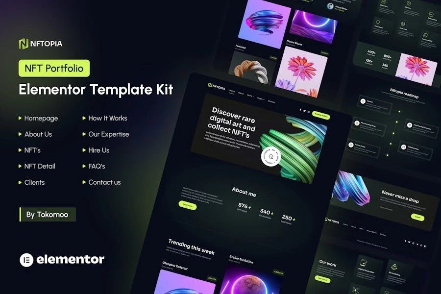 Nftopia - Template Kit NFT Porfolio Elementor Pro