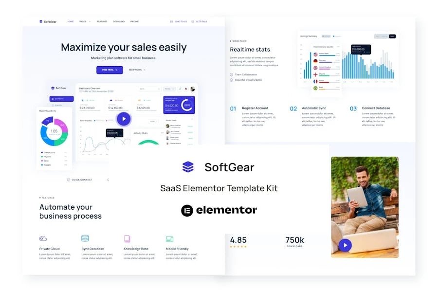 SoftGear - Template Kit SaaS Elementor