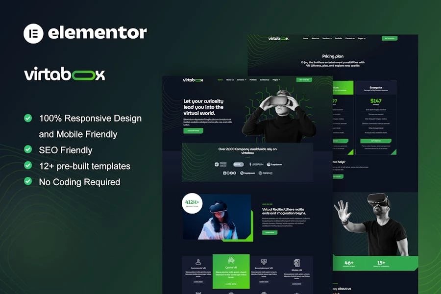 VirtaBox - Template Kit Elementor para servicios de realidad virtual