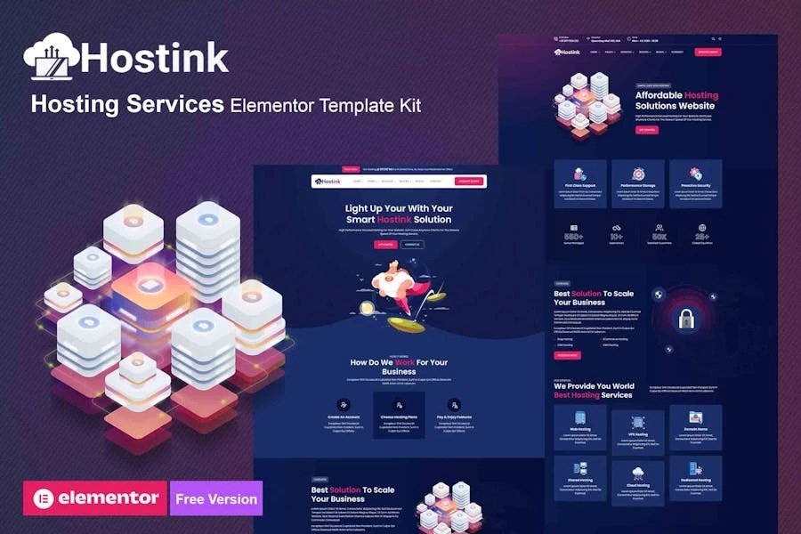 Hostink - Template Kit Elementor para servicios de alojamiento