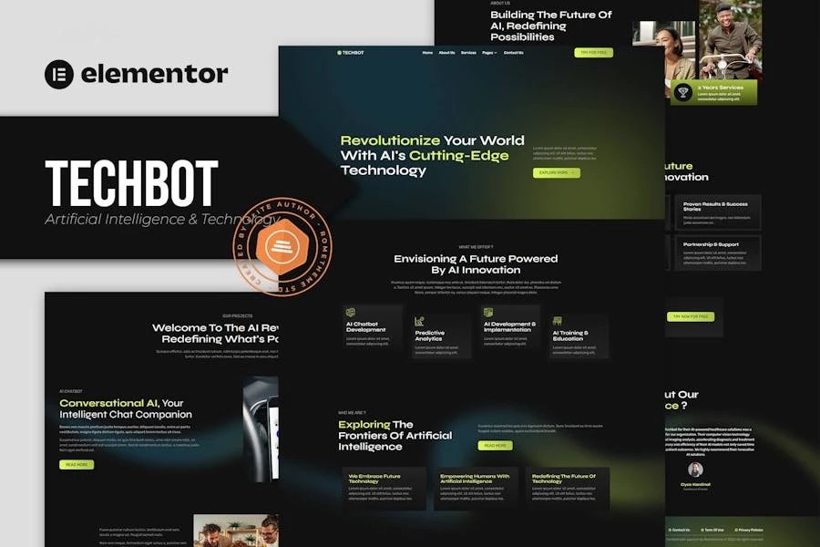 Techbot - Kit de plantillas Elementor de servicios de tecnología e inteligencia artificial